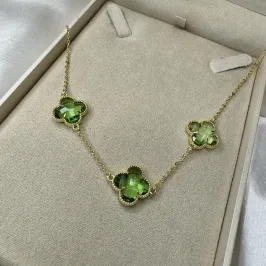 Choker Trevo Verde Inspiração Joia - Banhado a Ouro 18K