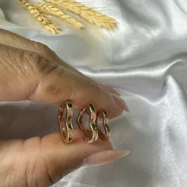 Trio de Argolinhas Formato de Coração - Banhado a Ouro 18K