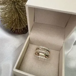 Anel 5 Fios e 2 Banhos Dourado e Ródio - Banhado a Ouro 18k