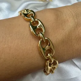 Bracelete Inspiração Jóia Elos Lacre - Banho Verniz Italiano
