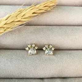 Brinco Pata de Pet de Zircônias - Banhado a Ouro 18K