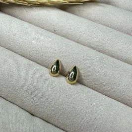 Brinco Pequeno Gota Lisa - Banhado a Ouro 18K