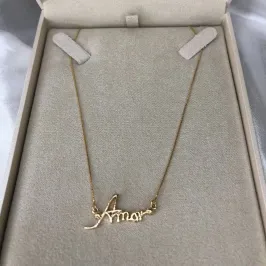 Colar Corrente Veneziana Amor - Banhado a Ouro 18K