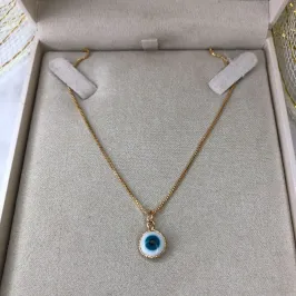 Colar Corrente Veneziana Com Olho Grego - Banhado a Ouro 18K