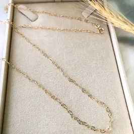 Colar Longo Elo Mini Corações 70cm - Banhado a Ouro 18K