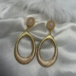 Brinco Gota Vazada e Pedra Natural- Banhado a Ouro 18K