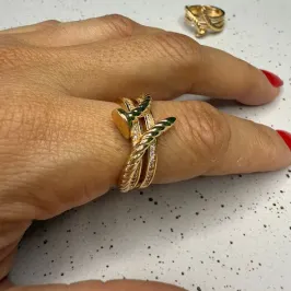 Anel Prego Cravejado com Zircônias - Banhado a Ouro 18k