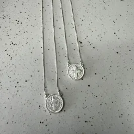 Escapulário Medalhinha de São bento - Prata 925