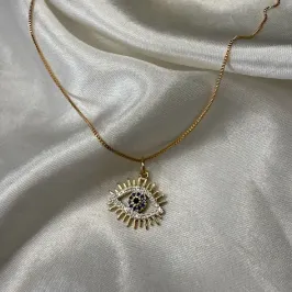 Colar Olho Grego Cravejado Dourado - Banhado a Ouro 18K
