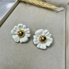 Brinco Flor Esmaltado - Banho Verniz Italiano