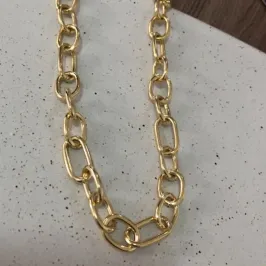 Colar Longo Corrente Elos Grandes - Banhado a Ouro 18k