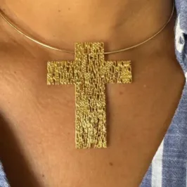 Pingente de Crucifixo Pai Nosso - Banhado a Ouro 18k