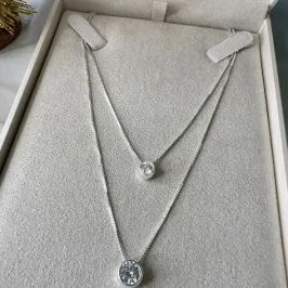 Colar Duplo Ponto de Luz Zircônias - Prata 925