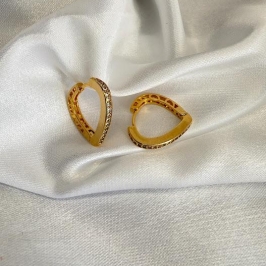Argola Coração Cravejado Zircônias - Banhado a Ouro 18K