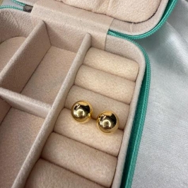 Brinco Bola Dourado 9mm - Banhado a Ouro 18K