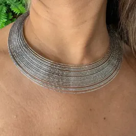 Choker Aro Maxi Fios - Banhado em Ródio