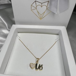 Colar Pingente Vó com Coração Cravejado - Banhado a Ouro 18K