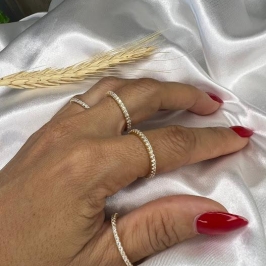 Anel Aparador Fino Todo Cravejado - Banhado a Ouro 18K