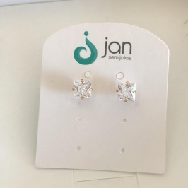Brinco Ponto de Luz Quadrado Zircônia 6mm- Banhado a Ouro 18k