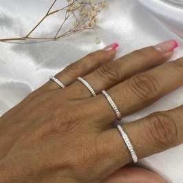 Anel Aparador Aro Fino Topo Bolinhas (Und) - Prata 925