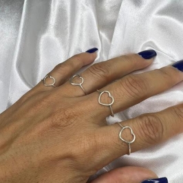 Anel Coração Vazado  (Und) - Prata 925