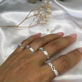 Anel Corações 2 Corações Cravejados (Und) - Prata 925