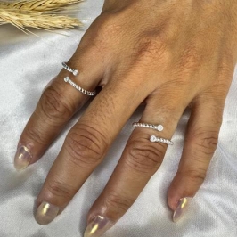 Anel Regulável Fio Corda com Zircônia (Und) - Prata 925