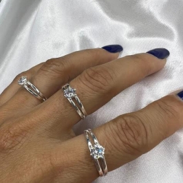 Anel Solitário Aro Duplo Grossinho (Und)- Prata 925