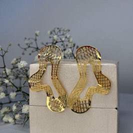 Brinco Orgânico Tela Vazado - Banhado a Ouro 18k