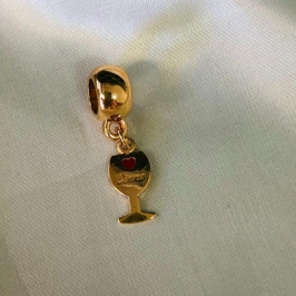 Berloque Dourado Taça Vinho