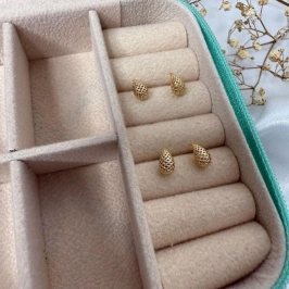 Brinco Gotinha PP Telinha Vazada - Banhado a Ouro 18K