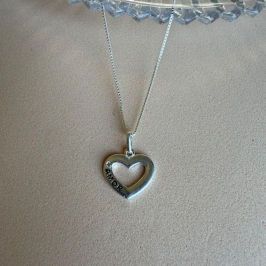 Pingente Coração Vazado Amor Com Ponto de Luz Prata 925