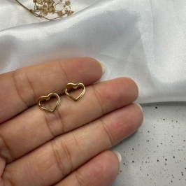 Brinco Infantil  Coração Vazado - Banhado a Ouro 18K