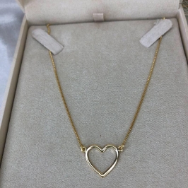 Colar Coração Vazado Dourado - Banhado a Ouro 18K