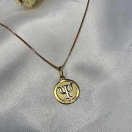 Colar Medalha Profissão Psicologia - Banhado a Ouro 18k