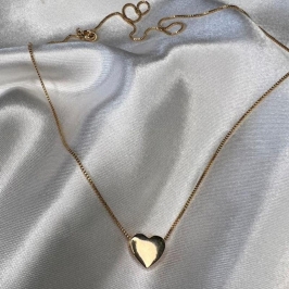 Colar Pingente CoraçãoLiso - Banho Ouro 18K