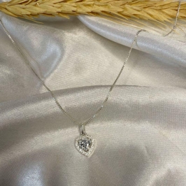 Pingente Coração Delicado Cravejado Zircônias - Prata925