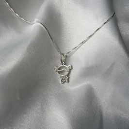 Pingente Menina Cravejada Zircônias - Prata 925