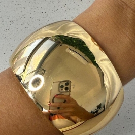 Bracelete Maxi Grosso Liso - Banhado a Ouro 18k