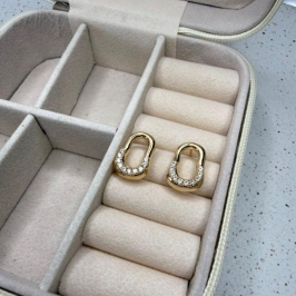 Brinco Orgânico Metade Cravejado - Banhado A Ouro 18k