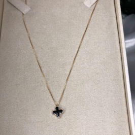 Colar Inspiração Jóia Pingente Preto - Banhado a Ouro 18K