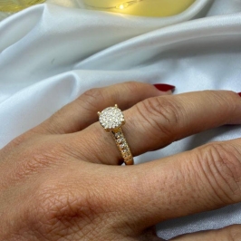 Anel Solitário Todo Cravejado - Banhado A Ouro 18k