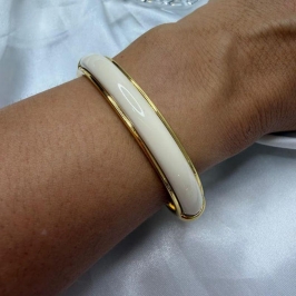 Bracelete Esmaltado Off White - Banhado a Ouro 18K
