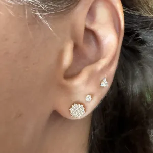 Brinco Pequeno Hexágono Cravejado Microzircônias - Banhado a Ouro 18K