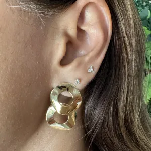 Brinco Dois Círculos Vazados - Banhado a Ouro 18K