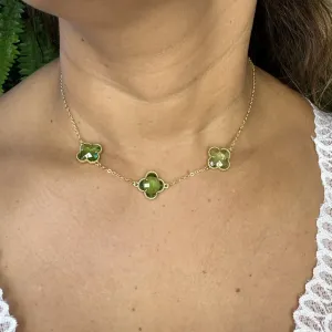 Choker Trevo Verde Inspiração Joia - Banhado a Ouro 18K