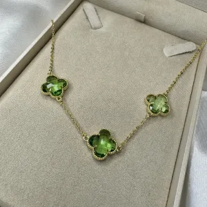 Choker Trevo Verde Inspiração Joia - Banhado a Ouro 18K