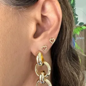 Brinco 2 Elos Redondo - Banhado a Ouro 18k