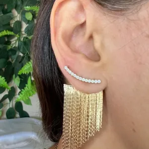 Brinco Ear Cuff com Franja - Banhado a Ouro 18K
