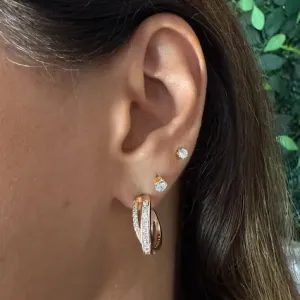 Argola  2 Aros Cravejados Zircônias - Banhado a Ouro 18K